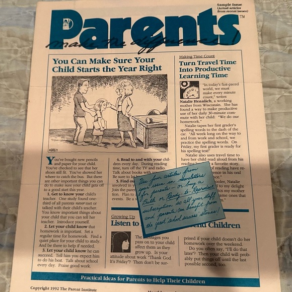 Parents make the difference- sample issue- 1992 - Picture 1 of 3